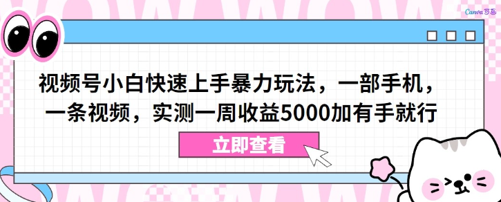 视频号小白快速上手暴力玩法一部手机-虚拟资源库