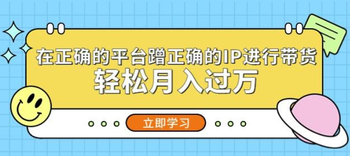 在正确的平台蹭正确的IP进行带货，2023轻松月入过万视频教程-虚拟资源库