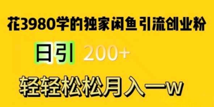 花3980学的独家闲鱼引流创业粉 日引200+ 轻轻松松月入一万 简单粗暴-虚拟资源库