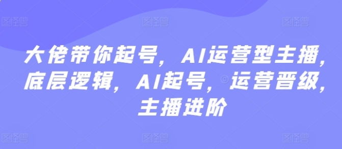 大佬带你起号 AI运营型主播 底层逻辑 AI起号 运营晋级 主播进阶-虚拟资源库