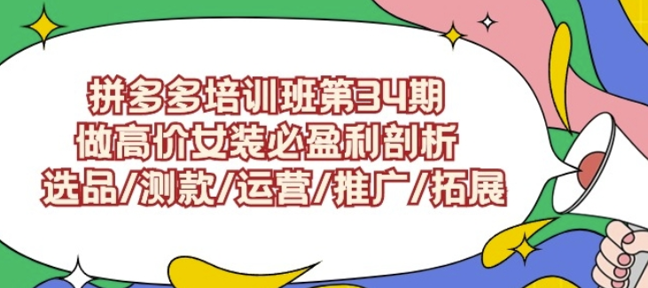 拼多多培训班第34期：做高价女装必盈利剖析选品/测款/运营/推广/拓展-虚拟资源库