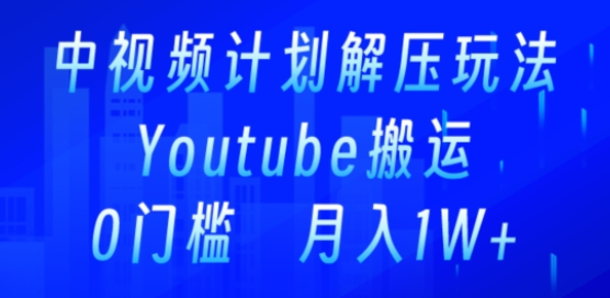 中视频计划全新玩法 一键搬运解压视频 多平台发布赚取收益-虚拟资源库