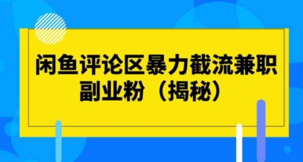 闲鱼评论区暴力截流兼职副业粉课程-虚拟资源库