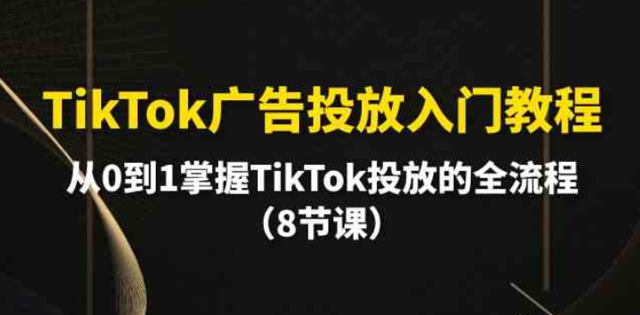 TikTok广告投放入门教程 从0到1掌握TikTok投放的全流程（8节课）-虚拟资源库