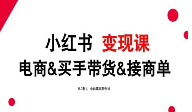 2024年最新小红书变现课 电商&买手带货&接商单 从0到1 小白高效轻创业-虚拟资源库