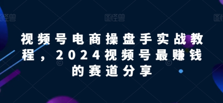 视频号电商实战教程 2024视频号最赚钱的赛道分享-虚拟资源库