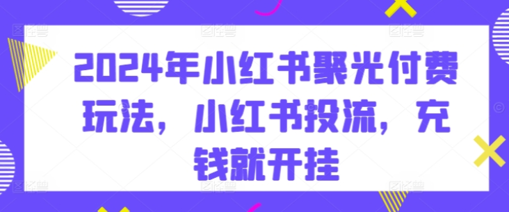 2024年小红书聚光付费玩法 小红书投流 充钱就开挂-虚拟资源库