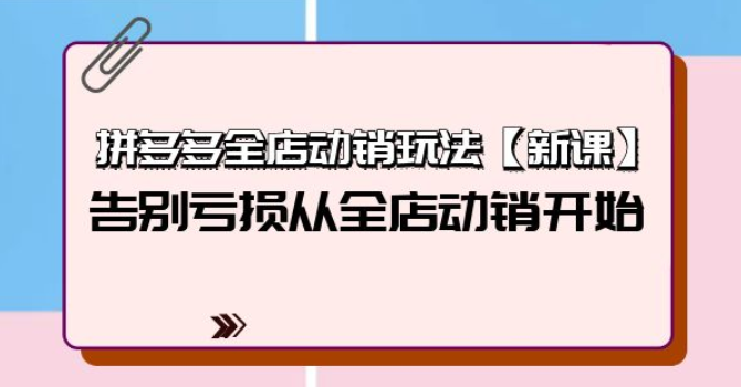 拼多多全店动销玩法【新课】 告别亏损从全店动销开始-虚拟资源库