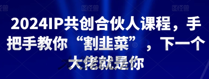 2024IP共创合伙人课程 手把手教你“割韭菜” 下一个大佬就是你-虚拟资源库