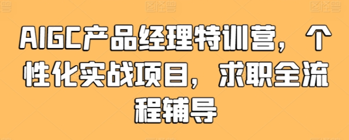 AIGC产品经理特训营 个性化实战项目 求职全流程辅导-虚拟资源库