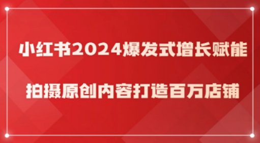 小红书2024爆发式增长赋能 拍摄原创内容打造百万店铺-虚拟资源库