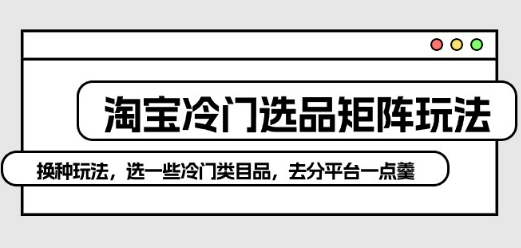 淘宝冷门选品矩阵玩法：换种玩法，选一些冷门类目品，去分平台一点羹-虚拟资源库