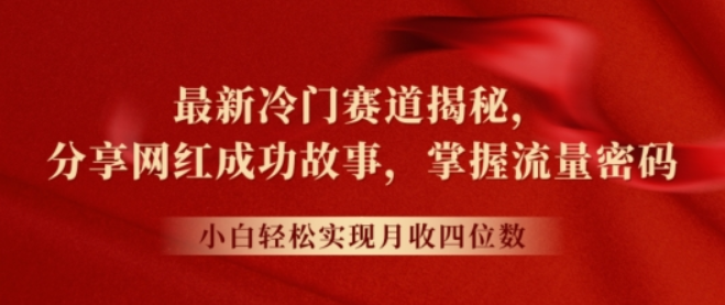 最新冷门赛道揭秘 分享网红成功故事 小白轻松掌握流量密码-虚拟资源库