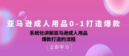 亚马逊成人用品0-1打造爆款 系统化讲解亚马逊成人用品爆款打造的流程-虚拟资源库