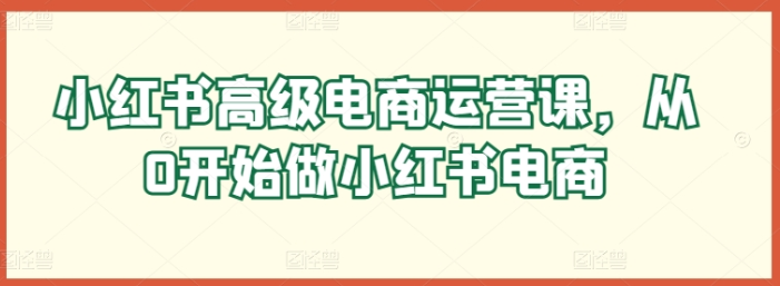 小红书高级电商运营课 从0开始做小红书电商-虚拟资源库