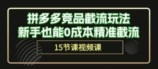 拼多多竞品截流玩法，新手也能0成本精准截流（15节课）-虚拟资源库