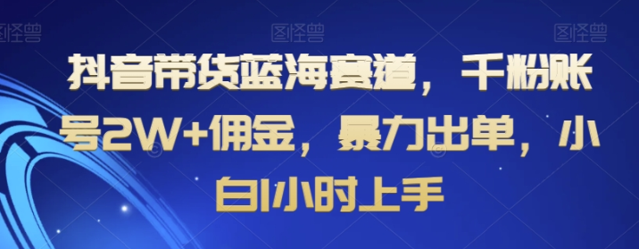 抖音带货蓝海赛道 千粉账号2W+佣金 暴力出单 小白1小时上手-虚拟资源库