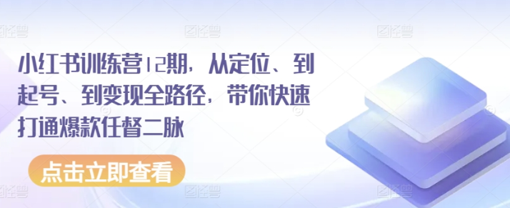 小红书训练营12期 从定位、到起号、到变现全路径 带你快速打通爆款任督二脉-虚拟资源库