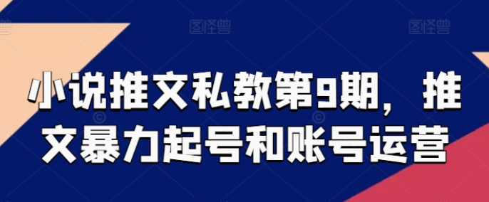 小说推文私教第9期:推文暴力起号和账号运营-虚拟资源库