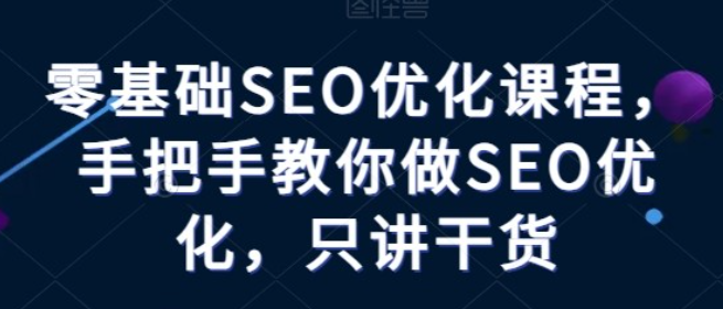 零基础SEO优化手把手教做SEO只讲干货-虚拟资源库