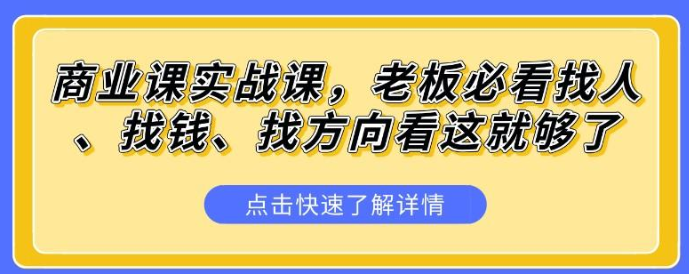 商业课实战课 老板必看找人、找钱、找方向看这就够了-虚拟资源库