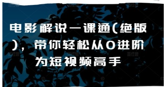 电影解说一课通轻松从0进阶为短视频高手-虚拟资源库