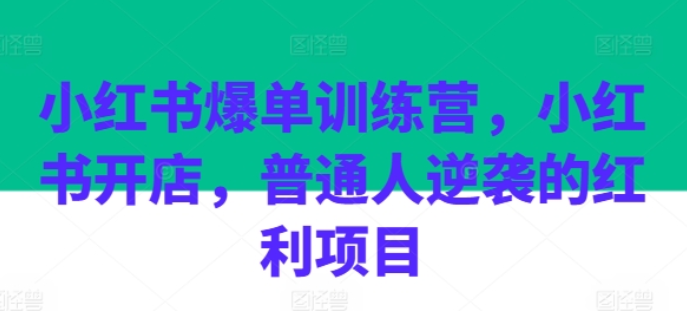 小红书爆单训练营 小红书开店 普通人逆袭的红利项目-虚拟资源库