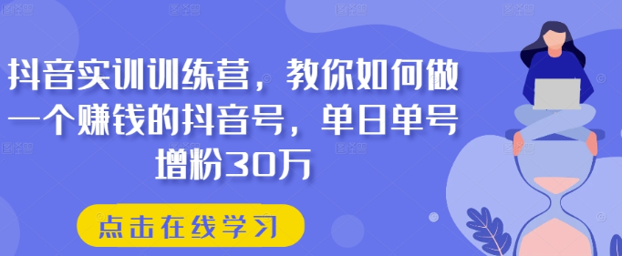 抖音实训训练营 教你如何做一个赚钱的抖音号 单日单号增粉30万-虚拟资源库