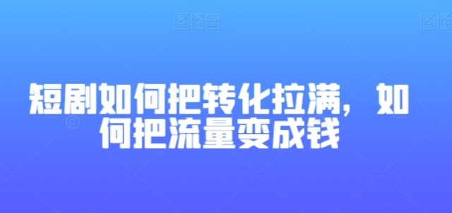 短剧如何把转化拉满 如何把流量变成钱-虚拟资源库