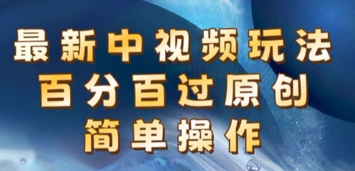 最新中视频玩法 百分百过原创 简单操作 新手也能操作-虚拟资源库