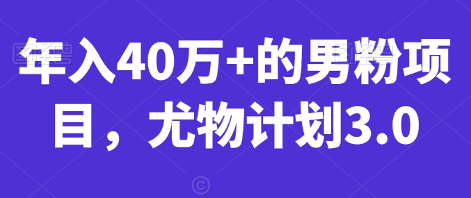 年入40万+的男粉项目-尤物计划3.0-虚拟资源库