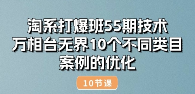 淘系打爆班55期技术 万相台无界10个不同类目案例的优化(10节课)-虚拟资源库