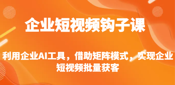 企业短视频钩子课 利用企业AI工具 借助矩阵模式 实现企业短视频批量获客-虚拟资源库