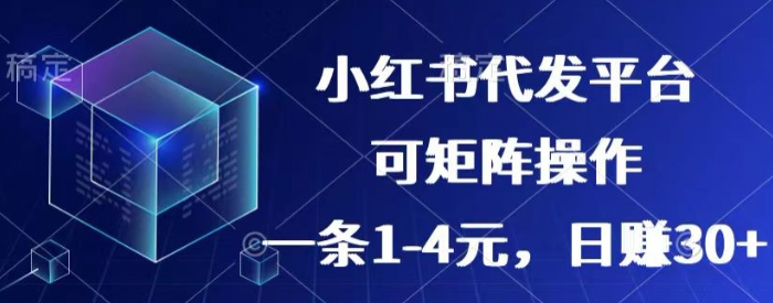 【小红书+抖音】代发平台 一条1~4元 日赚30+的靠谱小项目 可矩阵操作-虚拟资源库