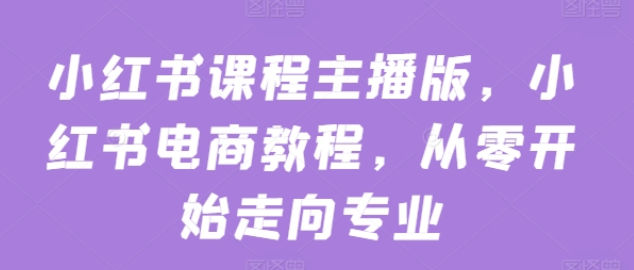 小红书课程主播版 小红书电商教程 从零开始走向专业-虚拟资源库