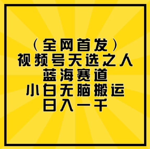 视频号天选之人蓝海赛道 小白无脑搬运日入一千-虚拟资源库