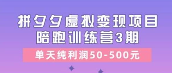 拼夕夕虚拟变现项目陪跑训练营3期 单天纯利润50-500元-虚拟资源库