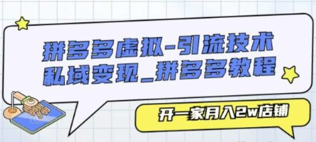 拼多多虚拟引流技术与私域变现 拼多多教程 开一家月入2w店铺-虚拟资源库