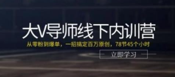 大V导师线下内训营：从零粉到爆单，一招搞定百万原创，78节45个小时-虚拟资源库