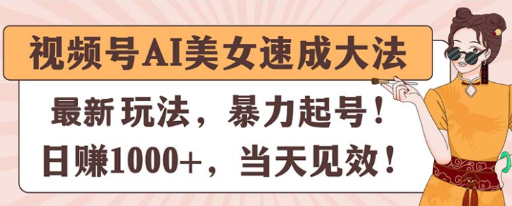 视频号AI美女速成大法 暴力起号 日赚1000+ 当天见效-虚拟资源库