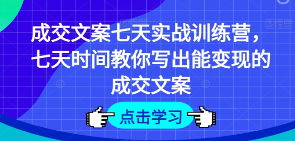 成交文案七天实战训练营 七天时间教你写出能变现的成交文案-虚拟资源库