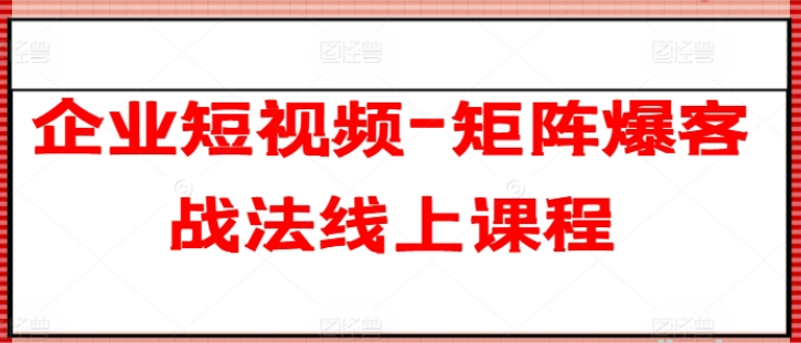 企业短视频矩阵爆客战法线上课程-虚拟资源库