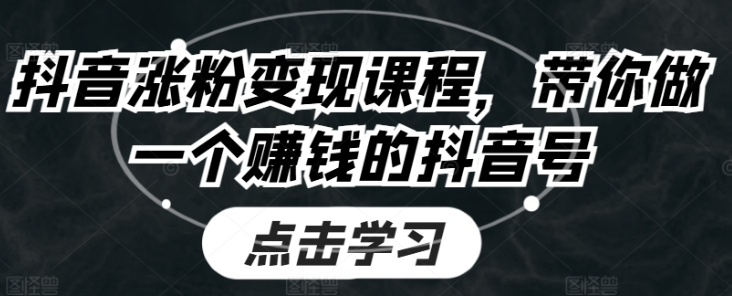 抖音涨粉变现课程 带你做一个赚钱的抖音号-虚拟资源库