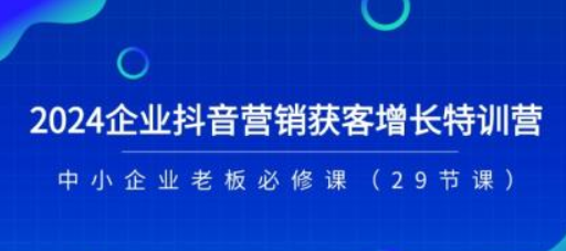 2024企业抖音营销获客增长特训营 中小企业老板必修课（29节课）-虚拟资源库