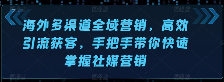 海外多渠道全域营销 高效引流获客 手把手带你快速掌握社媒营销-虚拟资源库