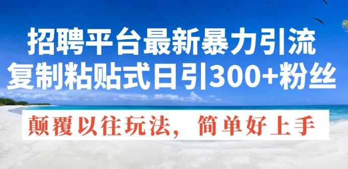 招聘平台最新暴力引流 复制粘贴式日引300+粉丝 颠覆以往垃圾玩法 简单好上手-虚拟资源库