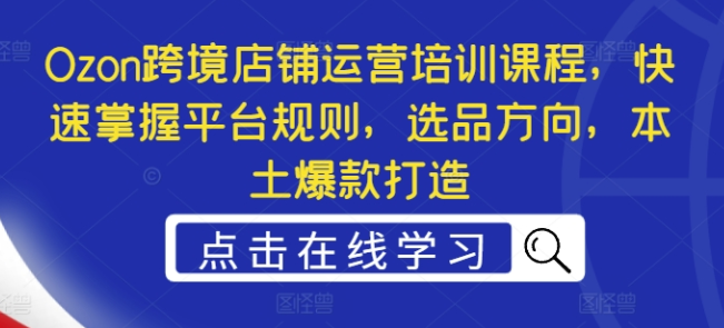 图片[1]-Ozon跨境店铺运营培训课程 快速掌握平台规则 选品方向 本土爆款打造-虚拟资源库