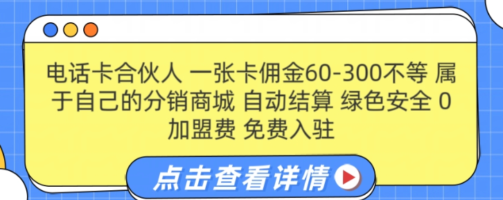 图片[1]-电话卡合伙人 一张卡佣金60-300不等 0加盟费 搭建属于自己的分销商城 自动结算-虚拟资源库