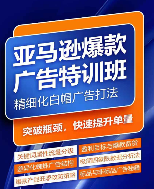 图片[1]-亚马逊爆款广告特训班 快速掌握亚马逊关键词库搭建方法 有效优化广告数据并提升旺季销量-虚拟资源库