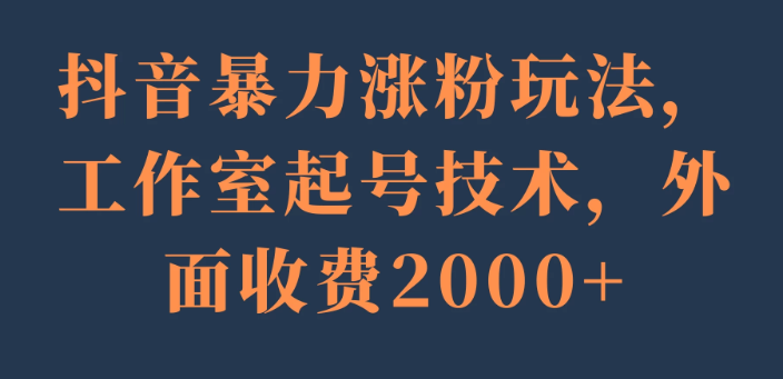 图片[1]-抖音暴力涨粉玩法 工作室起号技术 外面收费2000+-虚拟资源库